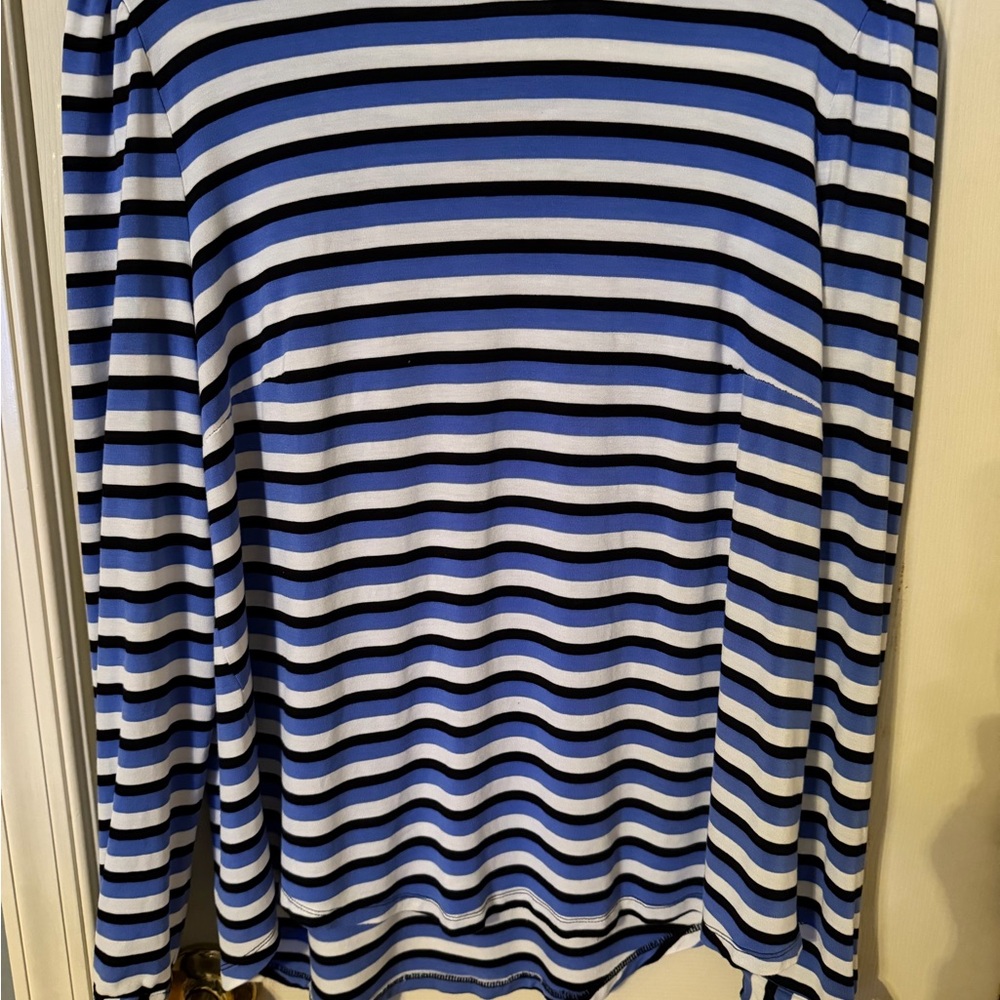 Michael Kors Blue and Black Striped Top